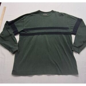 VTG Abercrombie & Fitch men's green pullover black strip crew neck shirt LG